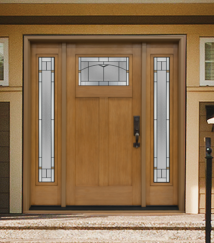 Craftsman door & sidelites shown with Topaz glass